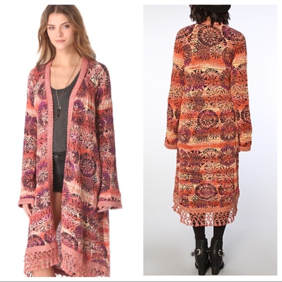 Free People Sweaters - Free People Coachella Maxi Cardigan - Sunset Combo